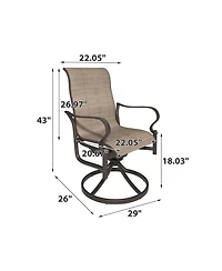 Mondawe Outdoor Cast Aluminum Swivel Rocking Chair with Textilene Seat and High Back (Set of 2)
