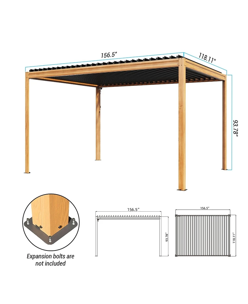 Mondawe 10x13FT Outdoor Aluminum Pergola Louvered Pergola
