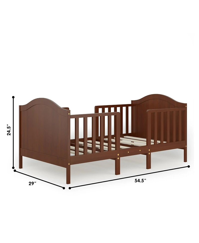 2-in-1 Classic Convertible Wooden Toddler Bed with 2 Side Guardrails for Extra Safety