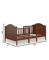 2-in-1 Classic Convertible Wooden Toddler Bed with 2 Side Guardrails for Extra Safety