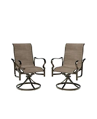 Mondawe Outdoor Cast Aluminum Swivel Rocking Chair with Textilene Seat and High Back (Set of 2)