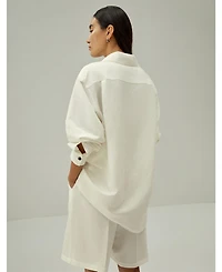 Lilysilk Women's Oversized Silk-Linen Blend Shirt