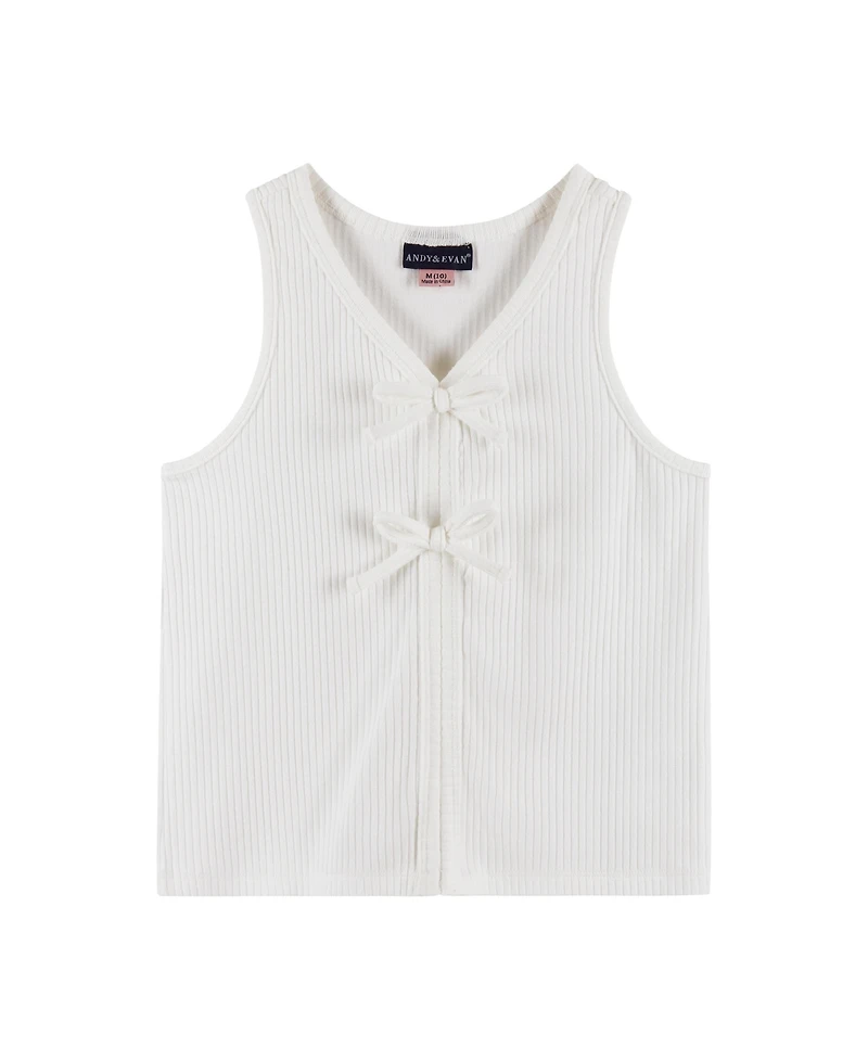 Andy & Evan Big Girls Toddler/Child White Rib Knit Tank and Skirt Set