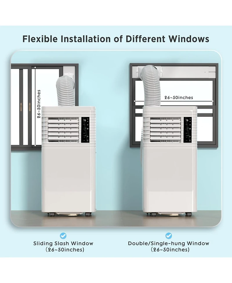 Zafro 10,000 Btu Portable Air Conditioners, with Remote Control, 3 Modes Portable Ac, 2 Wind Speed, Led Display