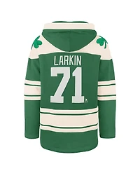 '47 Brand Men's Dylan Larkin Kelly Green Detroit Red Wings St. Patrick's Day Player Name Number Lacer Pullover Hoodie