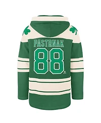 '47 Brand Men's David Pastrnak Kelly Green Boston Bruins St. Patrick's Day Player Name Number Lacer Pullover Hoodie