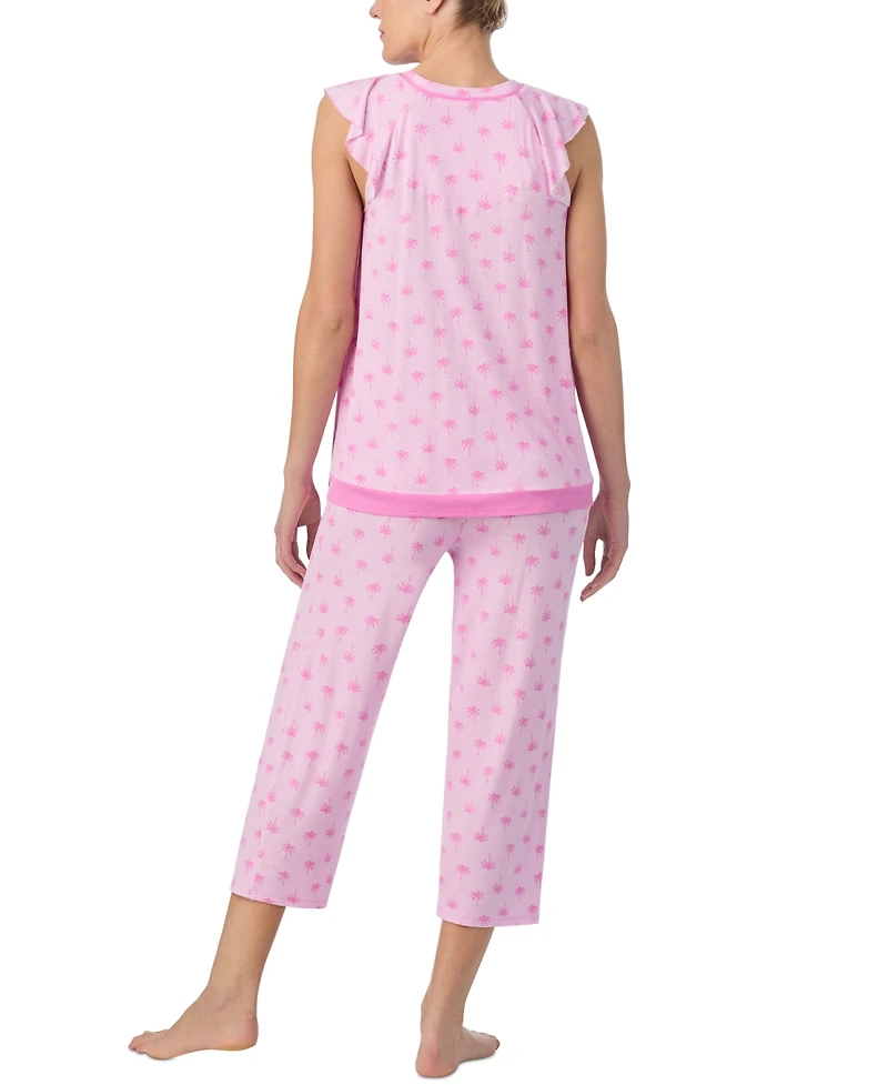 Ellen Tracy Women's Printed V-Neck Cropped Pajama Set
