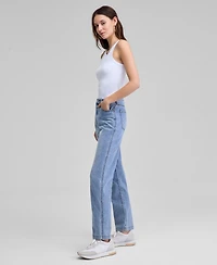 And Now This Women's Embroidered Floral High Rise Straight-Leg Ankle Jeans, Exclusively at Macy's