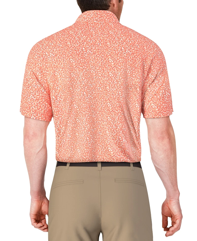 Pga Tour Men's Short Sleeve Micro Geo Print Golf Polo Shirt