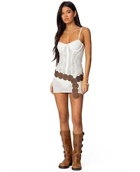 Edikted Women's Sheer Lace Cupped Mini Dress