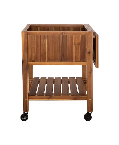Seville Classics Acacia Wood Raised Garden Bed Planter Cart