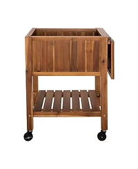 Seville Classics Acacia Wood Raised Garden Bed Planter Cart
