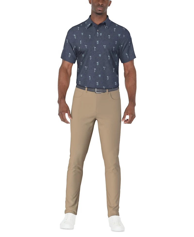 Pga Tour Men's Drink-Print Short-Sleeve Polo Shirt