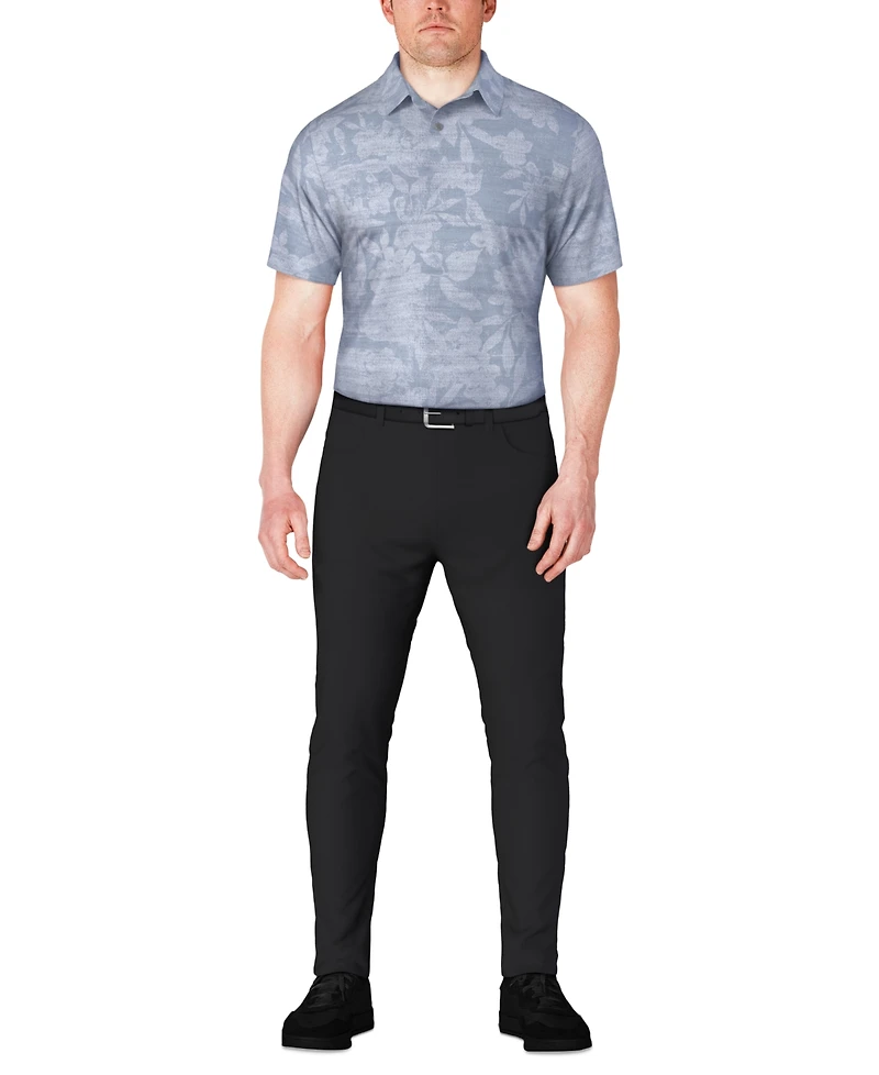 Pga Tour Men's Distressed Floral Print Polo Shirt