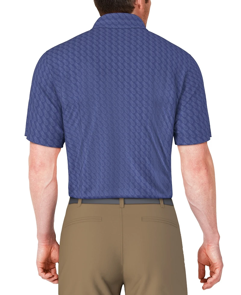 Pga Tour Men's Short Sleeve Pineapple Print Conversational Golf Polo Shirt