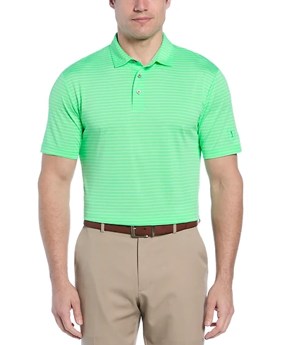 Pga Tour Men's Heathered Feeder Stripe Golf Polo Shirt