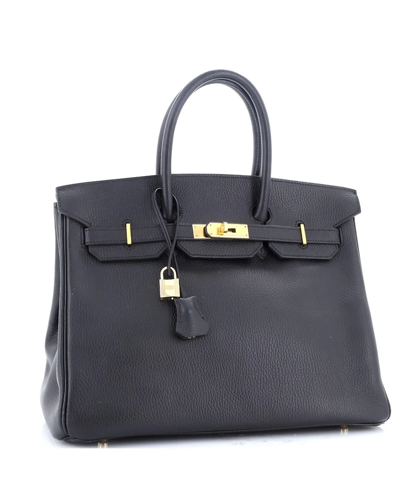 Pre-Owned Hermes Birkin 35 Handbag Ardennes with Gold Hardware