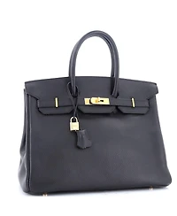 Pre-Owned Hermes Birkin 35 Handbag Ardennes with Gold Hardware