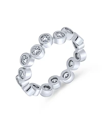 Bling Jewelry Bubble Circle Geometric Zig Zag Cubic Zirconia Bezel Band Cz Eternity Ring .925 Sterling Silver