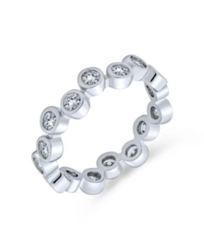Bling Jewelry Bubble Circle Geometric Zig Zag Cubic Zirconia Bezel Band Cz Eternity Ring .925 Sterling Silver