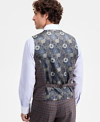 Tayion Collection Men's Classic-Fit Plaid Suit Separate Vest