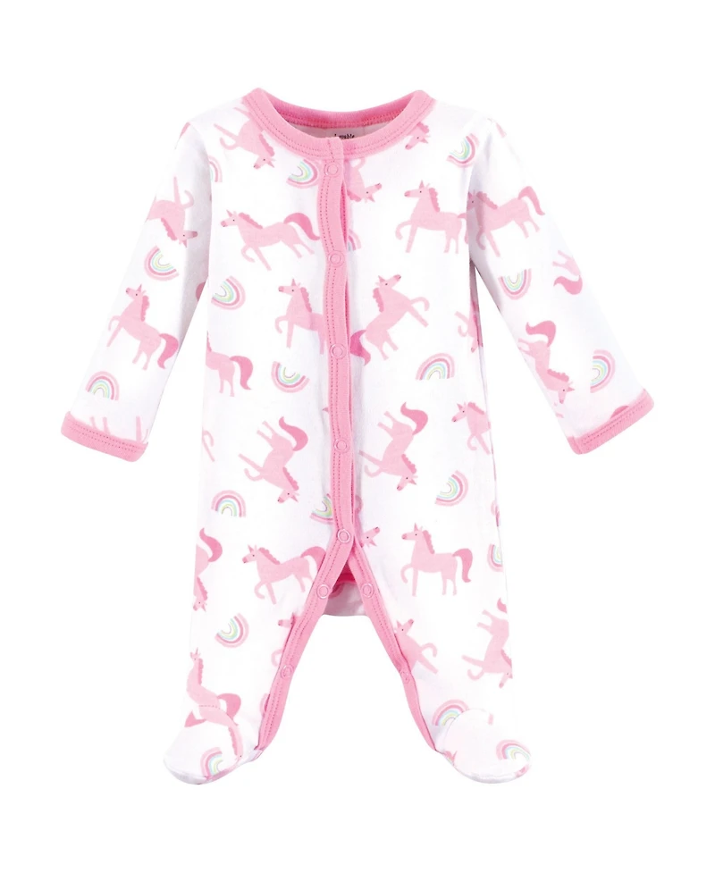 Luvable Friends Baby Girls Cozy Cotton Day-to-Night Romper