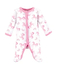 Luvable Friends Baby Girls Cozy Cotton Day-to-Night Romper