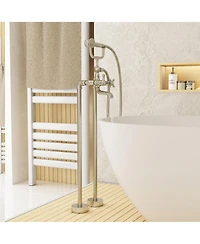 3-Handle Traditional Freestanding Bathtub Faucet (Brush Nickel)