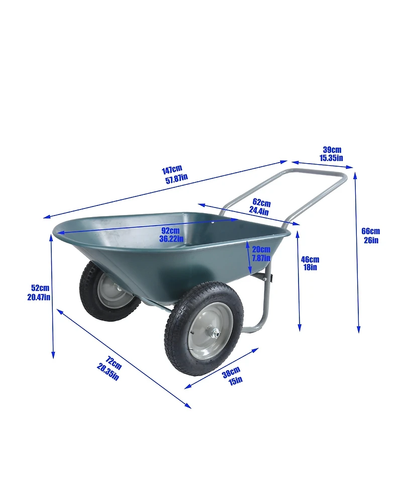 Two wheeled trolley for garden 15 inch pneumatic wheel