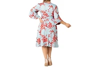 Kiyonna Plus Gemini Wrap Dress with Contrast Lined Sleeves
