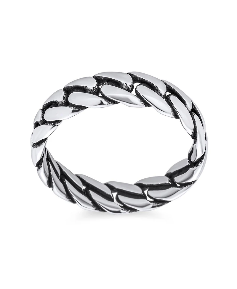 Bling Jewelry Solid Braided Celtic Eternity Band Knot Cable Curb Cuban Link Chain Rings .925 Sterling Silver 5MM