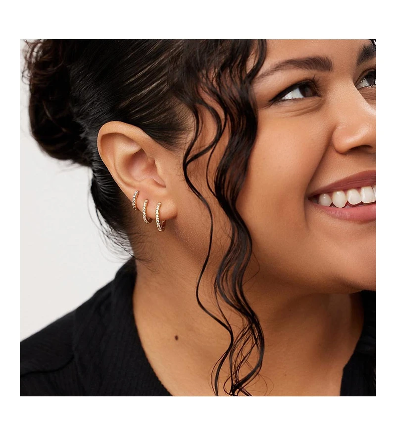 Ana Luisa Gold Huggie Hoop Earrings - Pave Huggie Hoops Medium