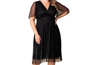 Kiyonna Plus Margot Mesh Cocktail Dress