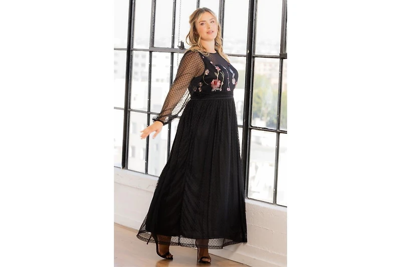 Kiyonna Plus Mystique Mixed Media Evening Gown