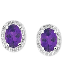 Blue Topaz (2 ct. t.w.) & Created White Sapphire (1/5 Stud Earrings 10k Gold