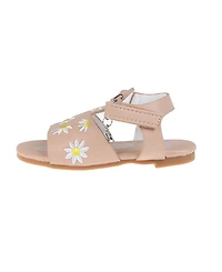 Bebe Toddler Girls Denim and Embroidered Flowers Sandals