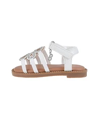 Bebe Toddler Girls Adhesive Strap with Flower Sandals