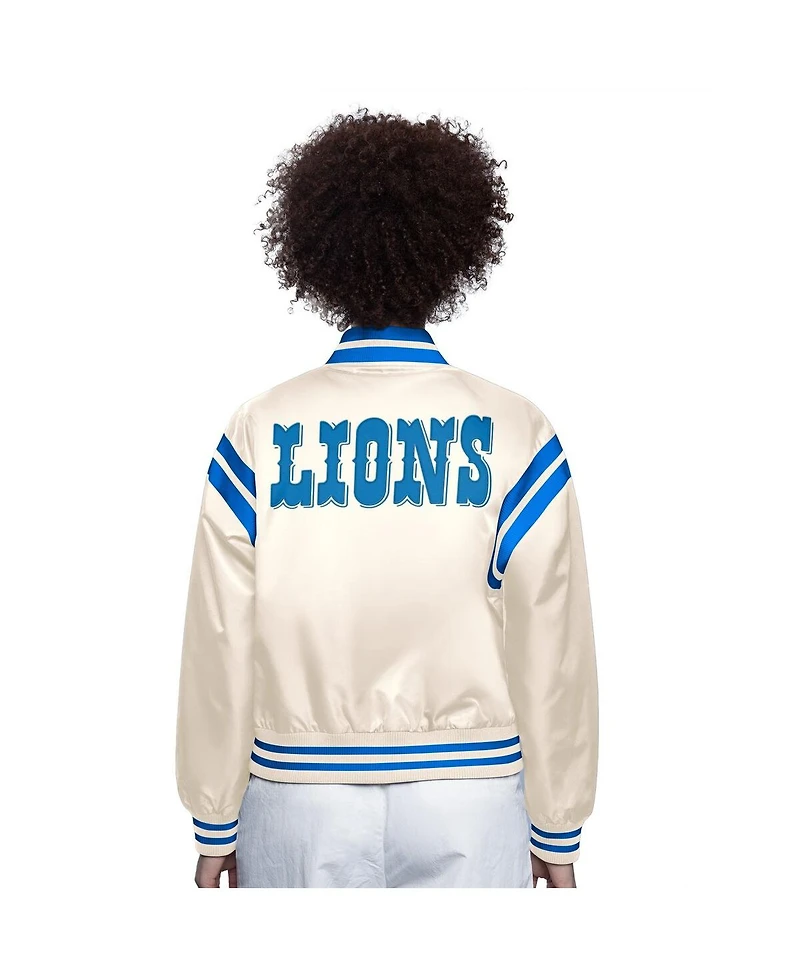 Starter Women's Cream Detroit Lions Full Count Full-Snap Satin Jacket
