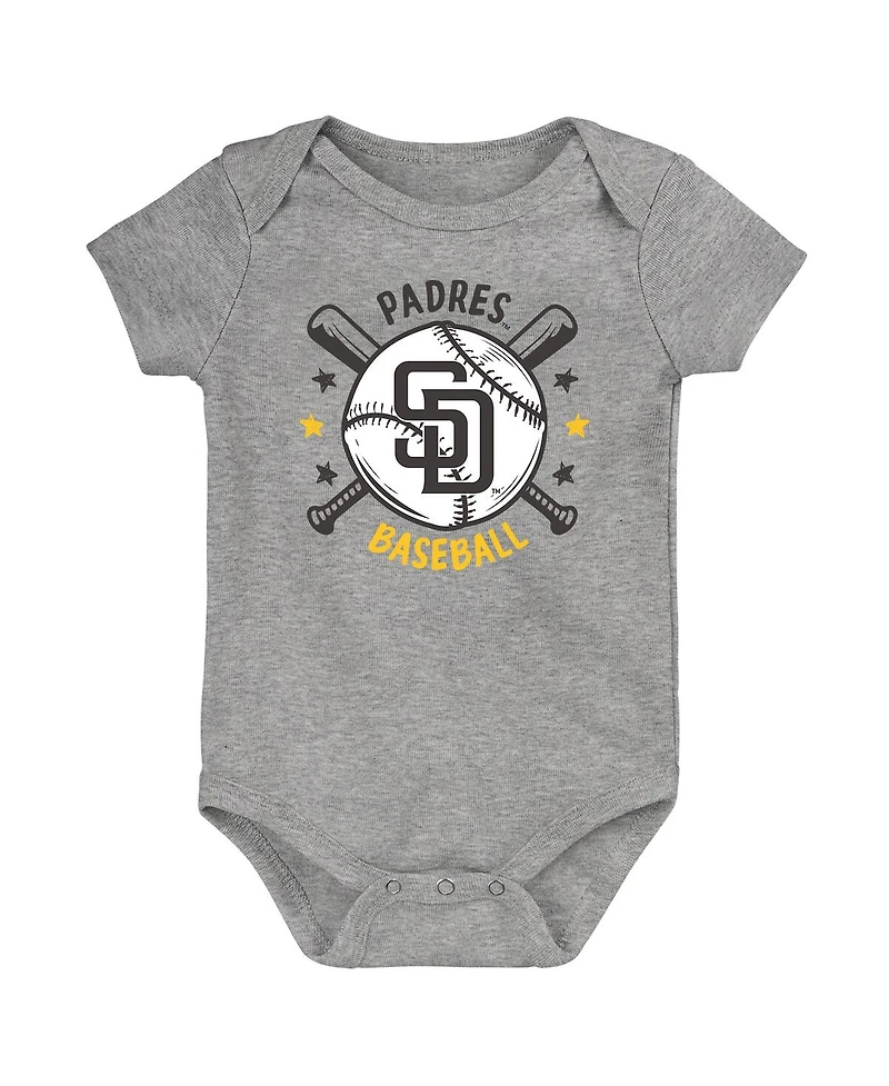 Outerstuff Newborn San Diego Padres Batter Up Bodysuit 3-Pack