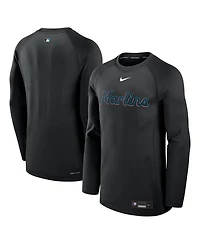 Nike Men's Black Miami Marlins Authentic Collection Game Time Raglan Performance Long Sleeve T-Shirt