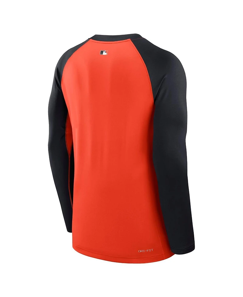 Nike Men's Orange/Navy Detroit Tigers Authentic Collection Game Time Raglan Performance Long Sleeve T-Shirt