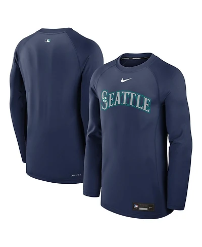 Nike Men's Navy Seattle Mariners Authentic Collection Game Time Raglan Performance Long Sleeve T-Shirt