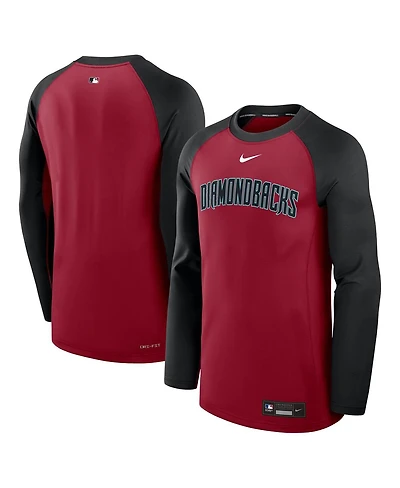 Nike Men's Red/Black Arizona Diamondbacks Authentic Collection Game Time Raglan Performance Long Sleeve T-Shirt