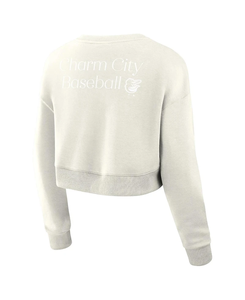 Fanatics Women's Cream Baltimore Orioles Relax Studio Cropped Pullover Sweatshirt