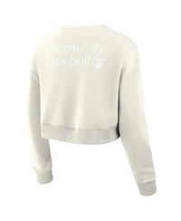 Fanatics Women's Cream Baltimore Orioles Relax Studio Cropped Pullover Sweatshirt