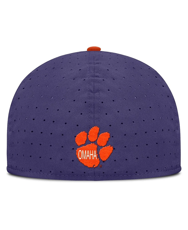 Nike Men's White/Purple Clemson Tigers On-Field Dugout True Performance Fitted Hat