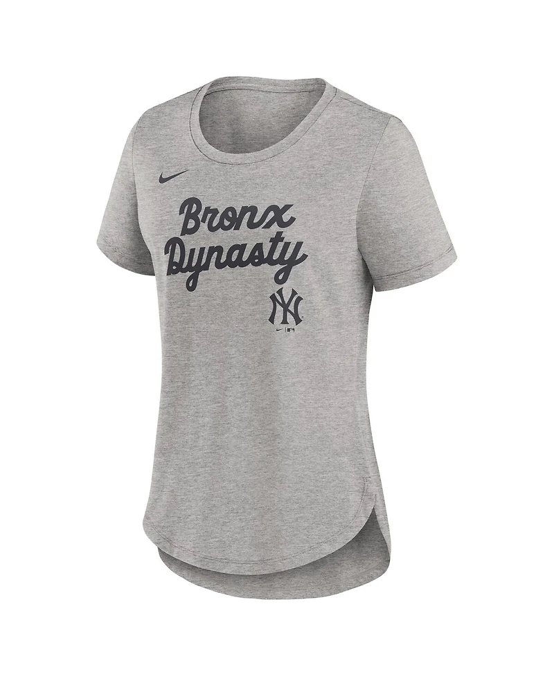 Nike Women's Heather Gray New York Yankees Script Tri-Blend T-Shirt