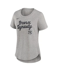 Nike Women's Heather Gray New York Yankees Script Tri-Blend T-Shirt
