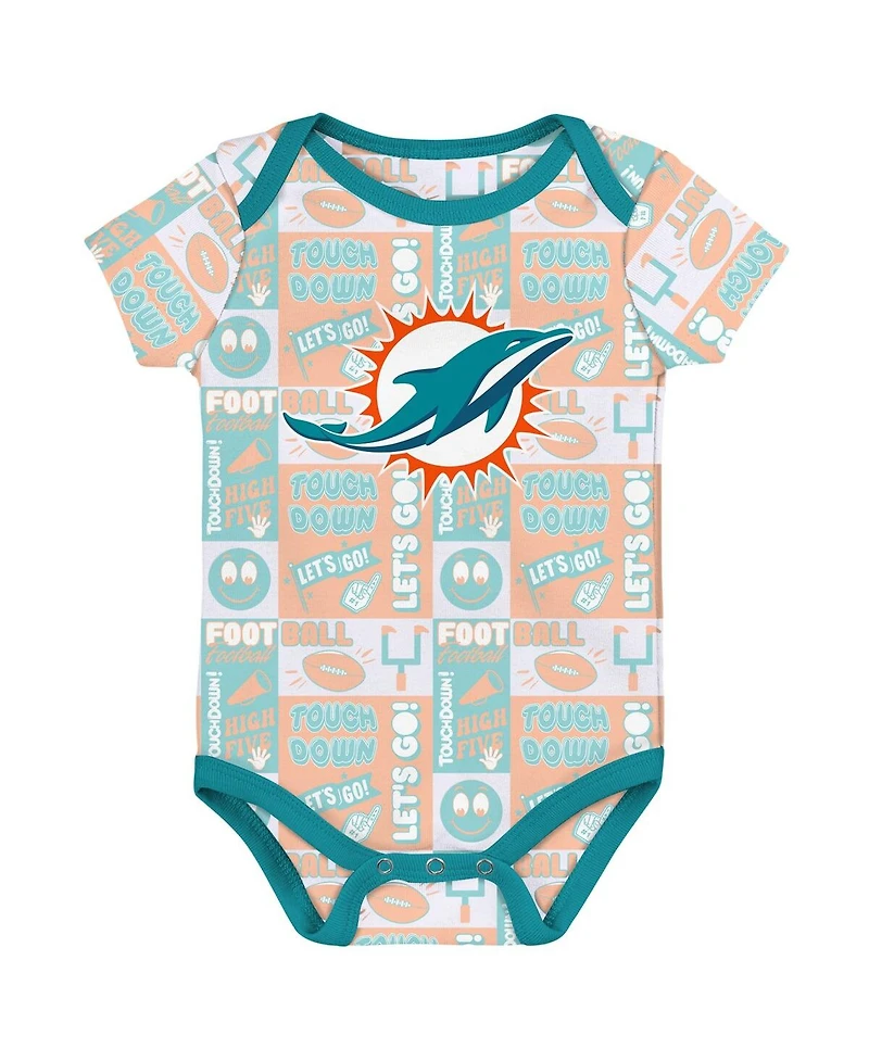 Outerstuff Baby Boys and Girls 3-Piece Miami Dolphins Play Day Bodysuit