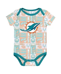 Outerstuff Baby Boys and Girls 3-Piece Miami Dolphins Play Day Bodysuit
